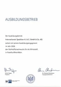 IHK Industrie- und Handelskammer Ausbildungsbetrieb mit Ausbildungsengagement
